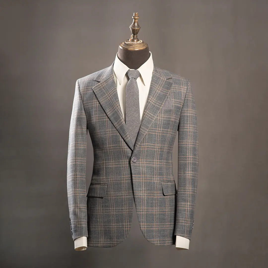 کت تک چهارخانه یقه انگلیسی - Thumbnail 2